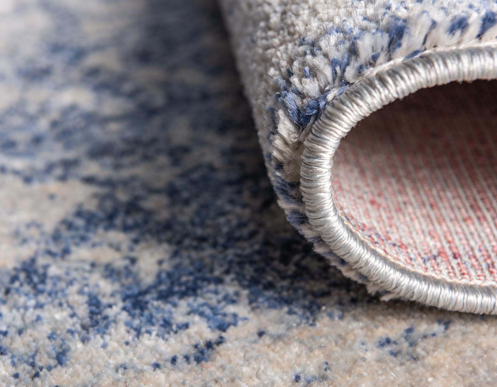Unique Loom Indoor Rugs - Asheville 2' 2 x 6' Runner Rug Navy Blue & Beige