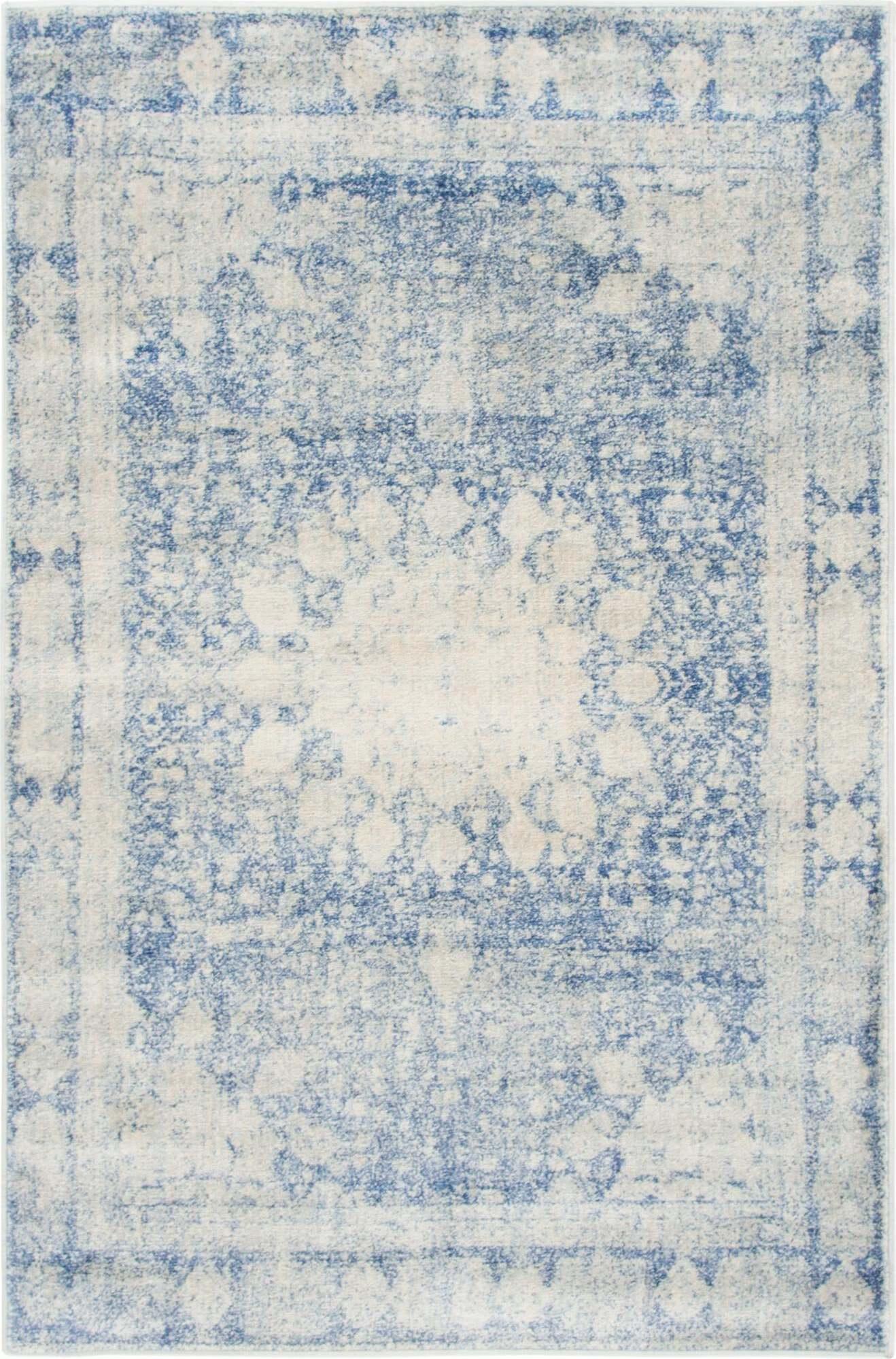 Unique Loom Indoor Rugs - Asheville 4' x 6' Rectangle Rug Navy Blue