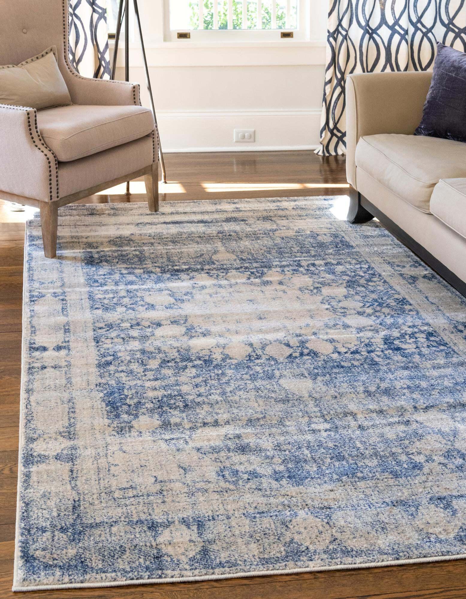 Unique Loom Indoor Rugs - Asheville 4' x 6' Rectangle Rug Navy Blue
