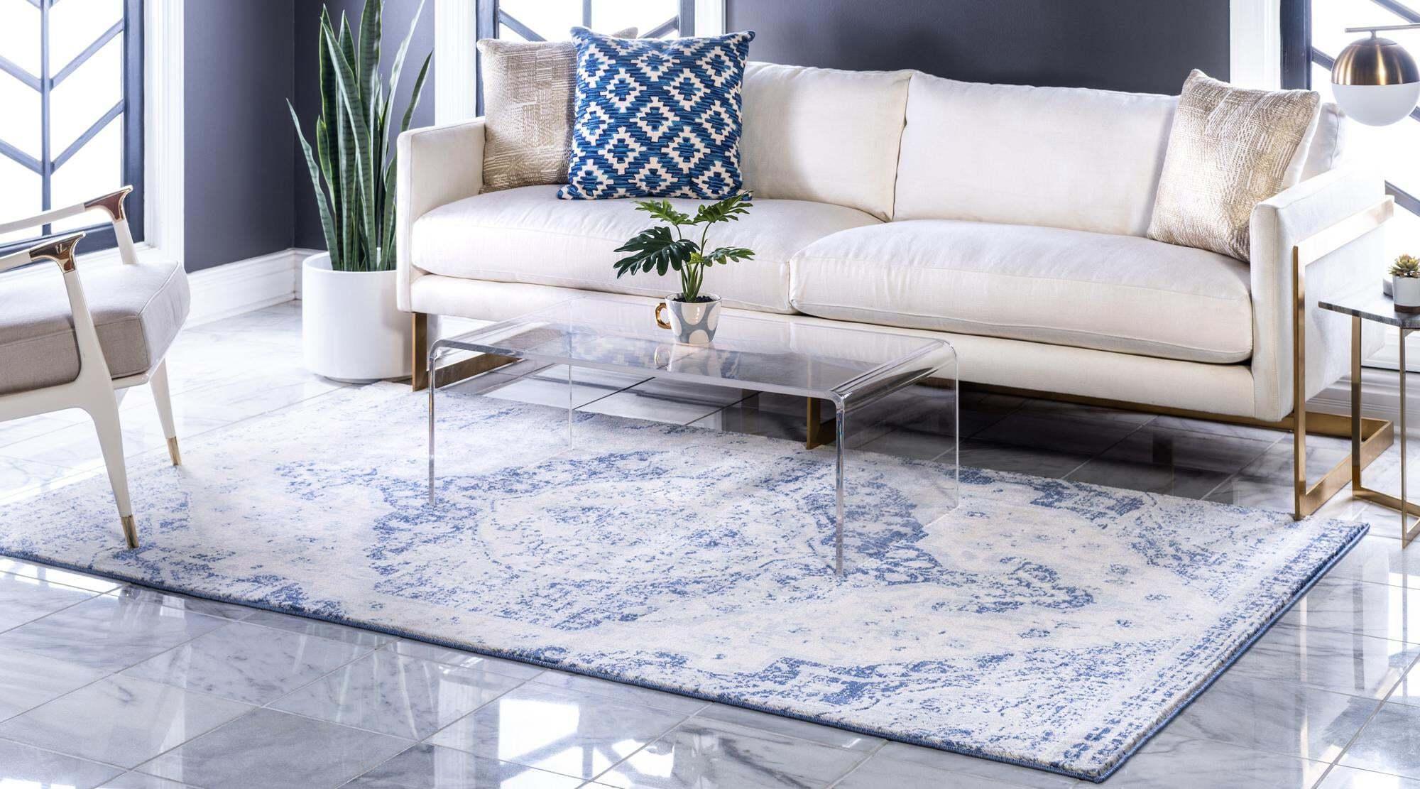 Unique Loom Indoor Rugs - Asheville 8' x 10' Rectangle Rug Blue