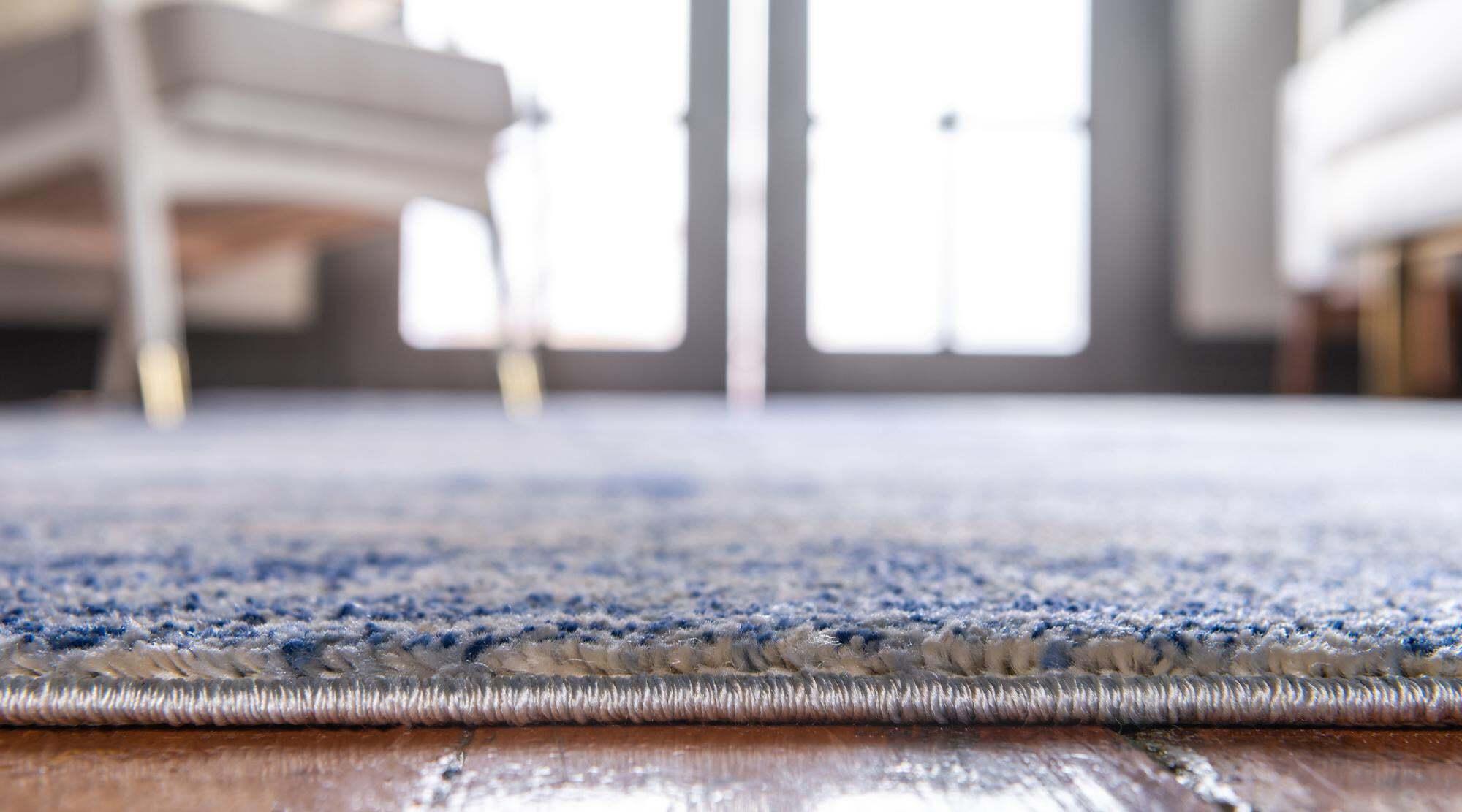 Unique Loom Indoor Rugs - Asheville 8' x 8' Round Rug Navy Blue