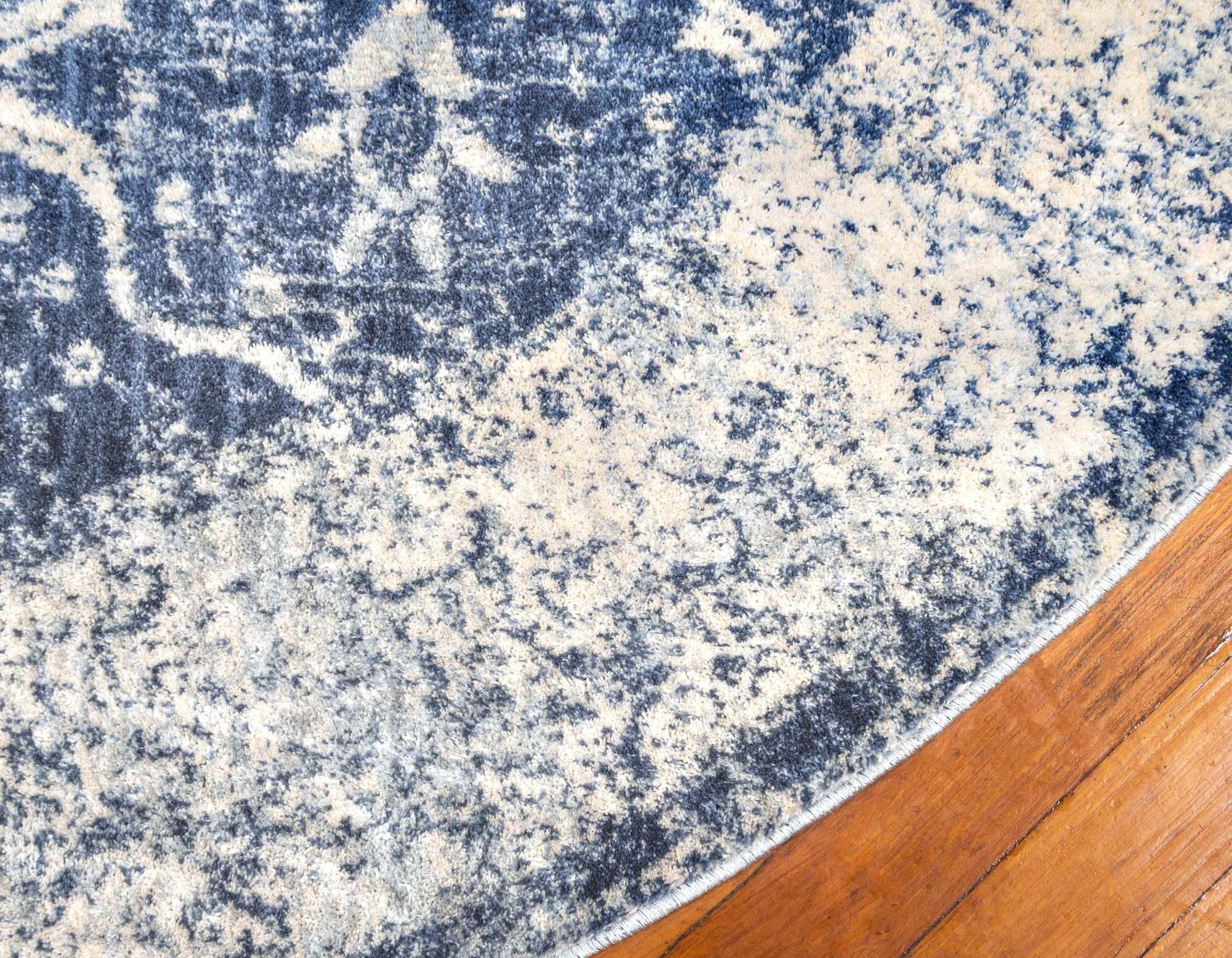 Unique Loom Indoor Rugs - Asheville 8' x 8' Round Rug Navy Blue