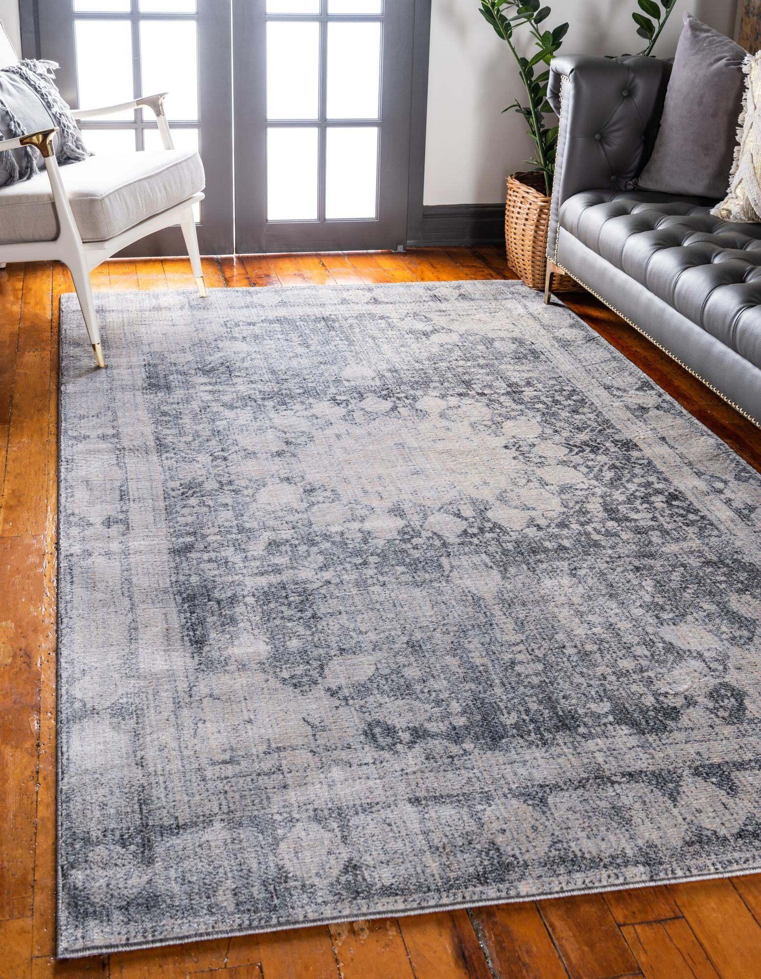 Unique Loom Indoor Rugs - Asheville 9' x 12' Rectangle Rug Gray