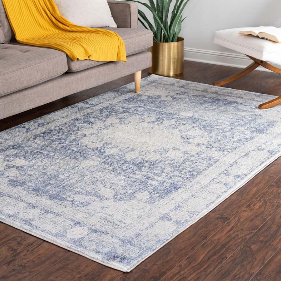 Unique Loom Indoor Rugs - Asheville Farmhouse 9x12 Rectangular Rug Navy Blue