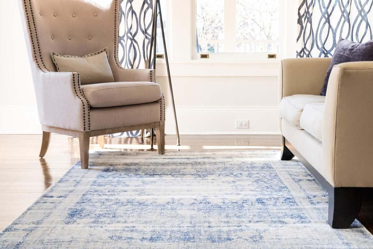 Unique Loom Indoor Rugs - Asheville Farmhouse 9x12 Rectangular Rug Navy Blue