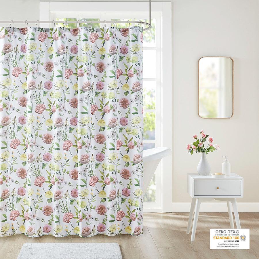 Olliix.com Shower Curtains - Ashley Floral Print Shower Curtain Blush