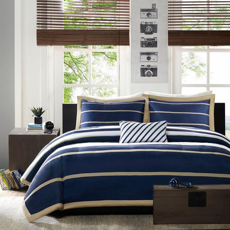 Olliix.com Duvet & Duvet Sets - Ashton Full/Queen Duvet Cover Set Navy