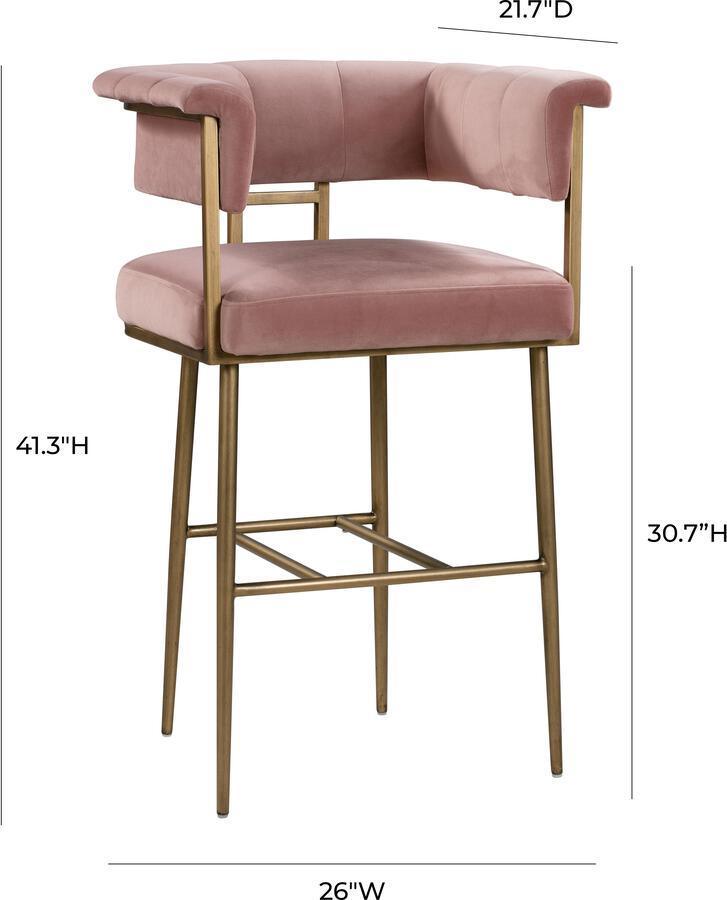 Tov Furniture Barstools - Astrid Blush Velvet Bar Stool