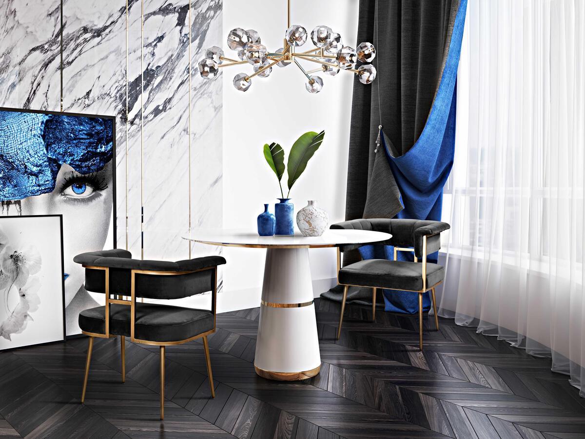 Tov Furniture Dining Chairs - Astrid Grey Velvet Chair