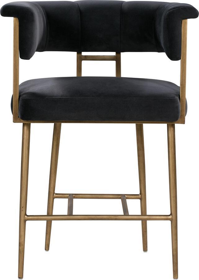 Tov Furniture Barstools - Astrid Grey Velvet Counter Stool