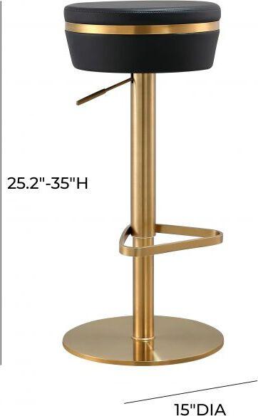 Tov Furniture Barstools - Astro Black and Gold Adjustable Stool