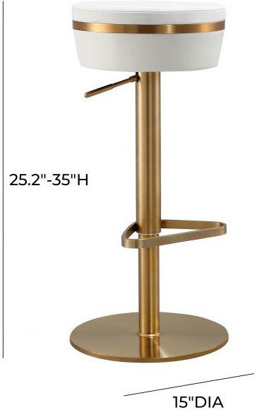 Tov Furniture Barstools - Astro White and Gold Adjustable Stool