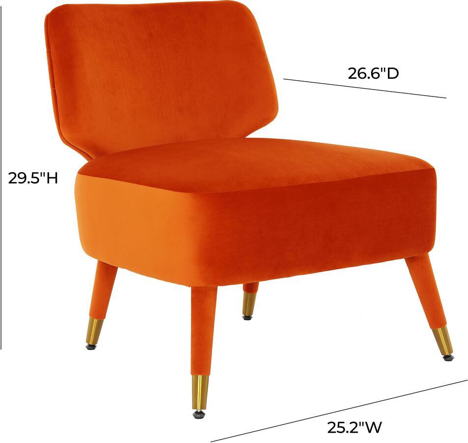 Tov Furniture Accent Chairs - Athena Autumn Orange Velvet Accent Chair