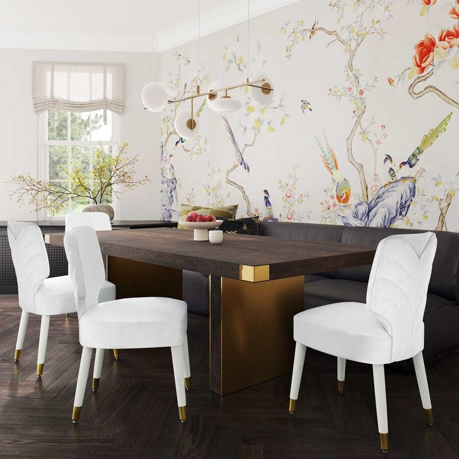 Tov Furniture Dining Chairs - Athena Light Grey Velvet Dining Chair