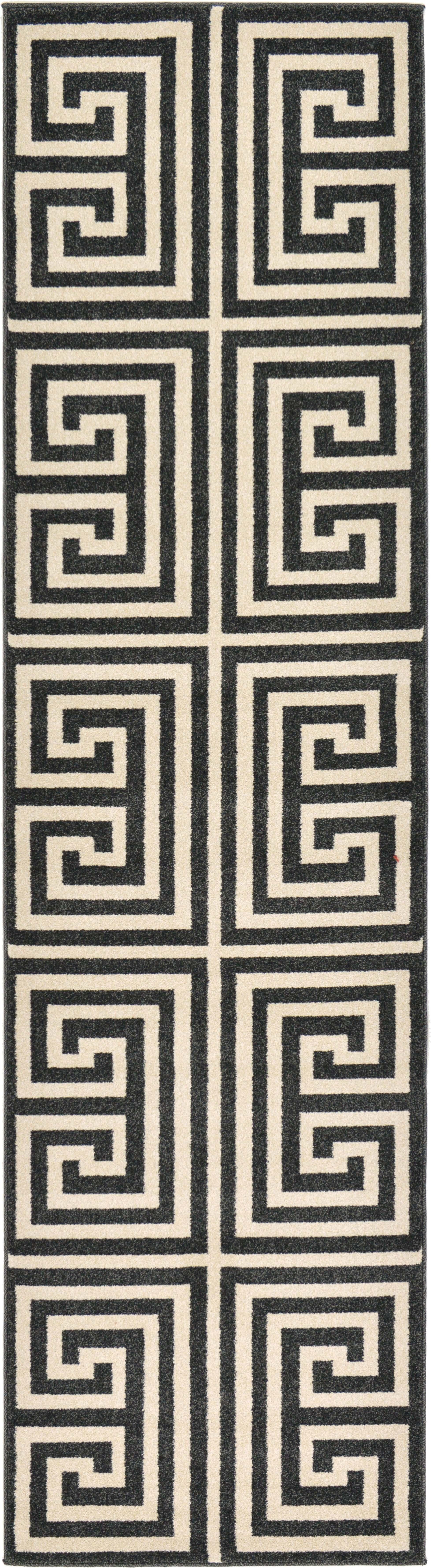 Unique Loom Indoor Rugs - Athens 2' 7 x 10' Runner Rug Black & Beige