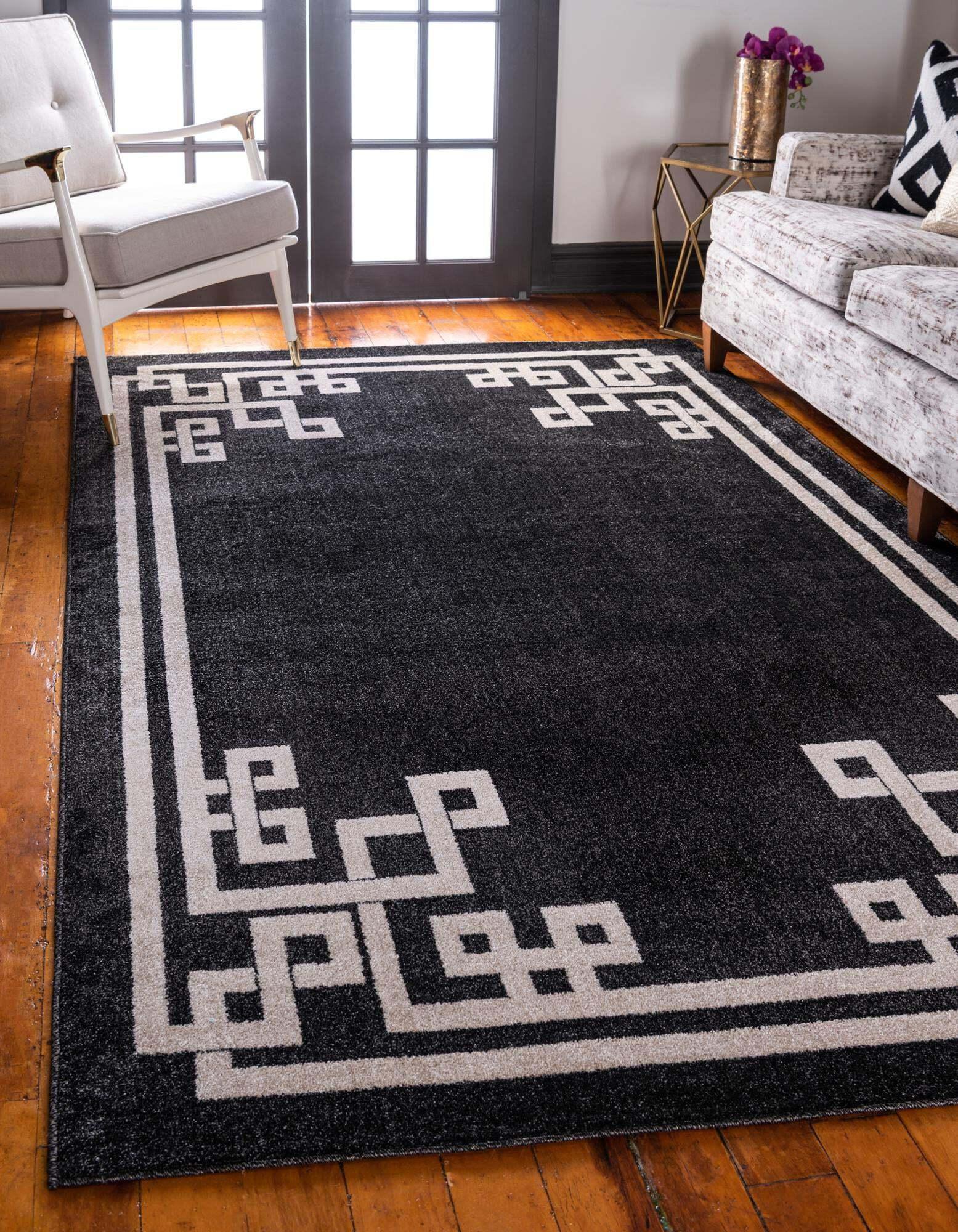Unique Loom Indoor Rugs - Athens 2' x 3' Rectangle Rug Black