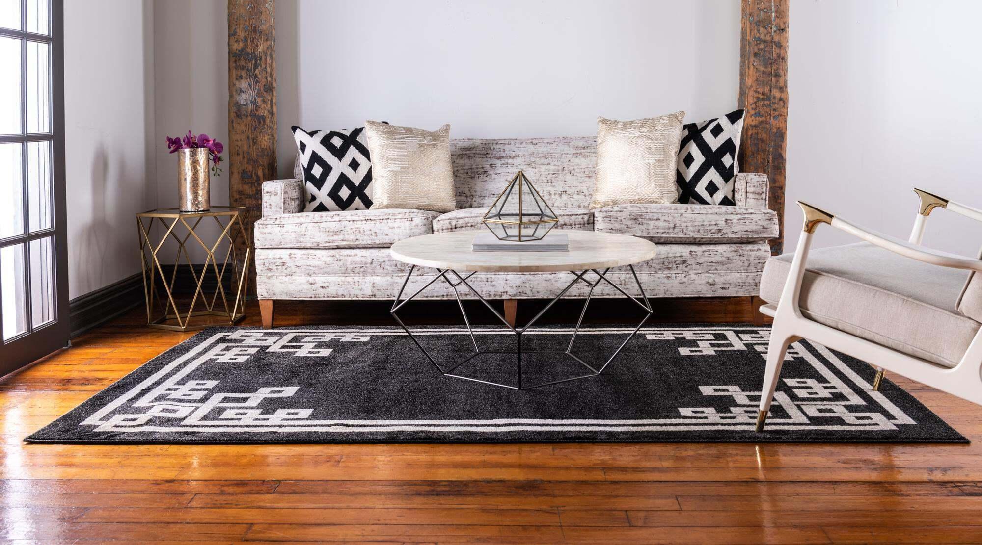Unique Loom Indoor Rugs - Athens 2' x 3' Rectangle Rug Black