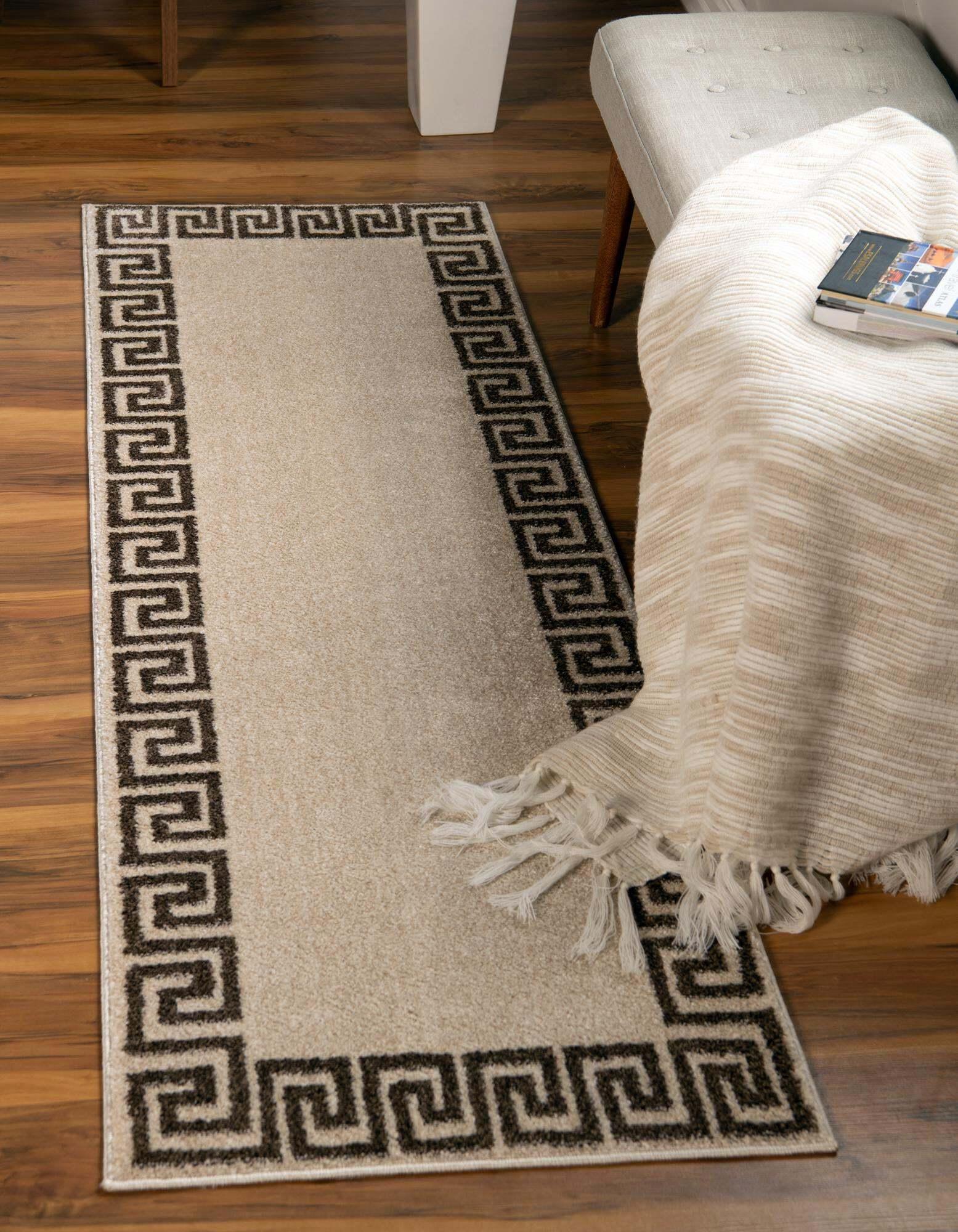 Unique Loom Indoor Rugs - Athens 2' x 6' Runner Rug Beige/Brown