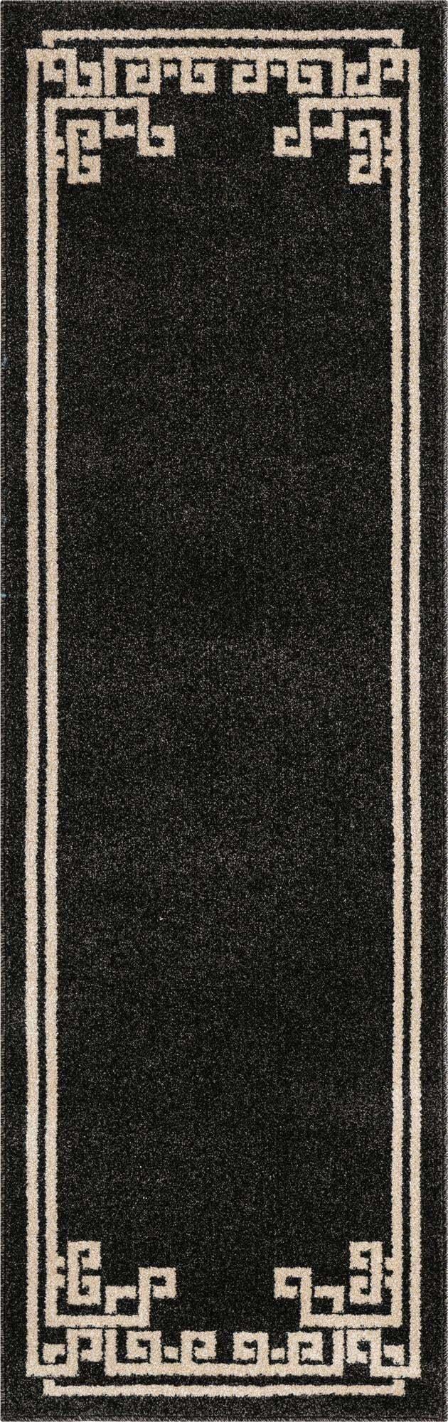Unique Loom Indoor Rugs - Athens 2' x 6' Runner Rug Black