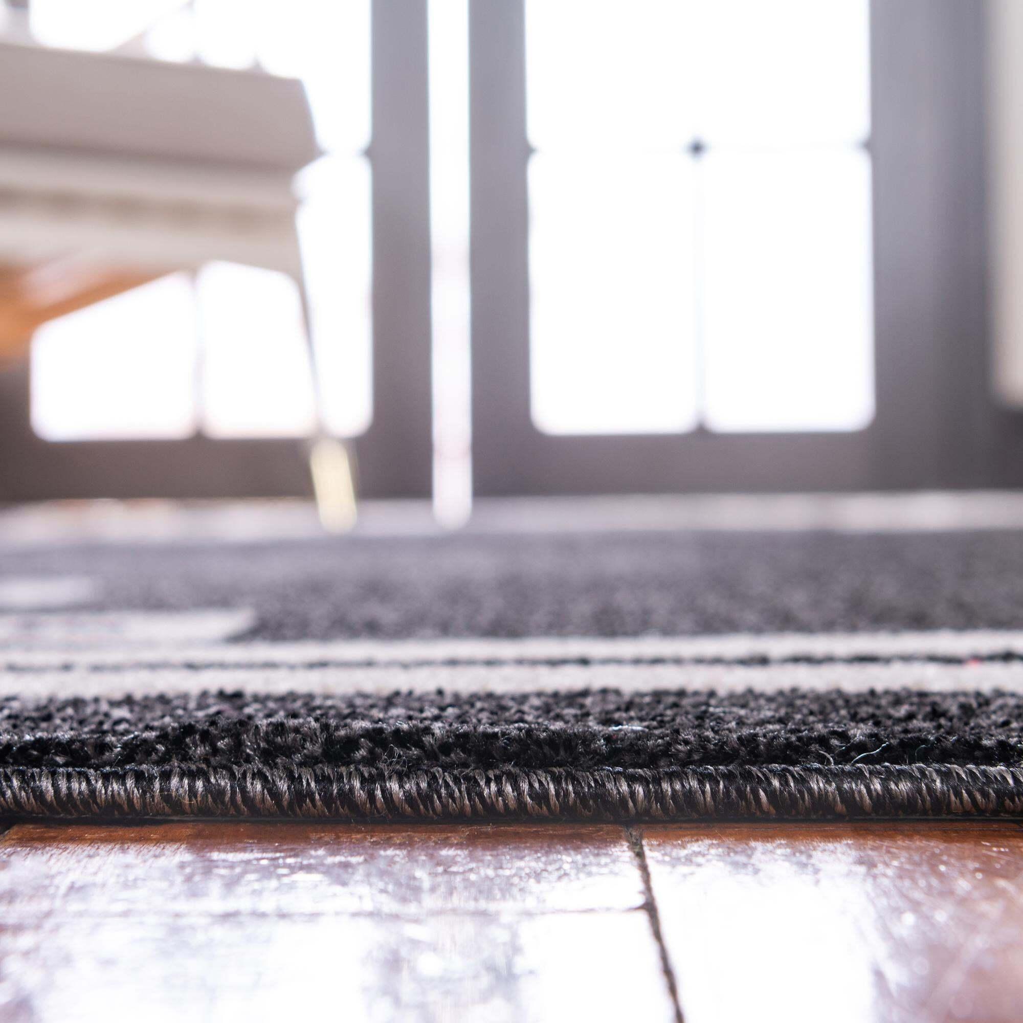 Unique Loom Indoor Rugs - Athens 2' x 6' Runner Rug Black