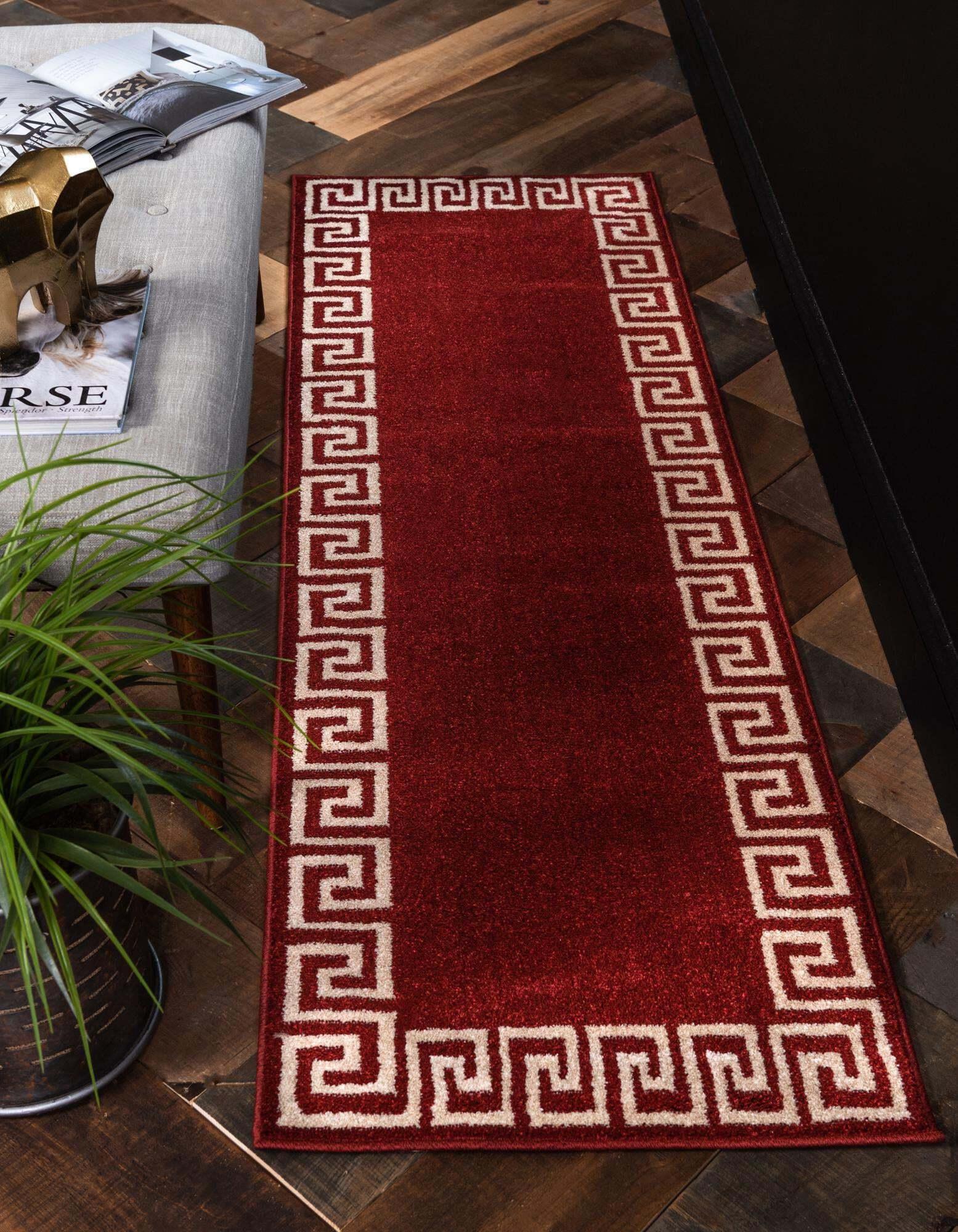 Unique Loom Indoor Rugs - Athens 2' x 6' Runner Rug Burgundy