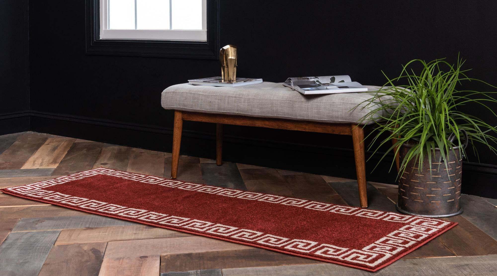 Unique Loom Indoor Rugs - Athens 2' x 6' Runner Rug Burgundy