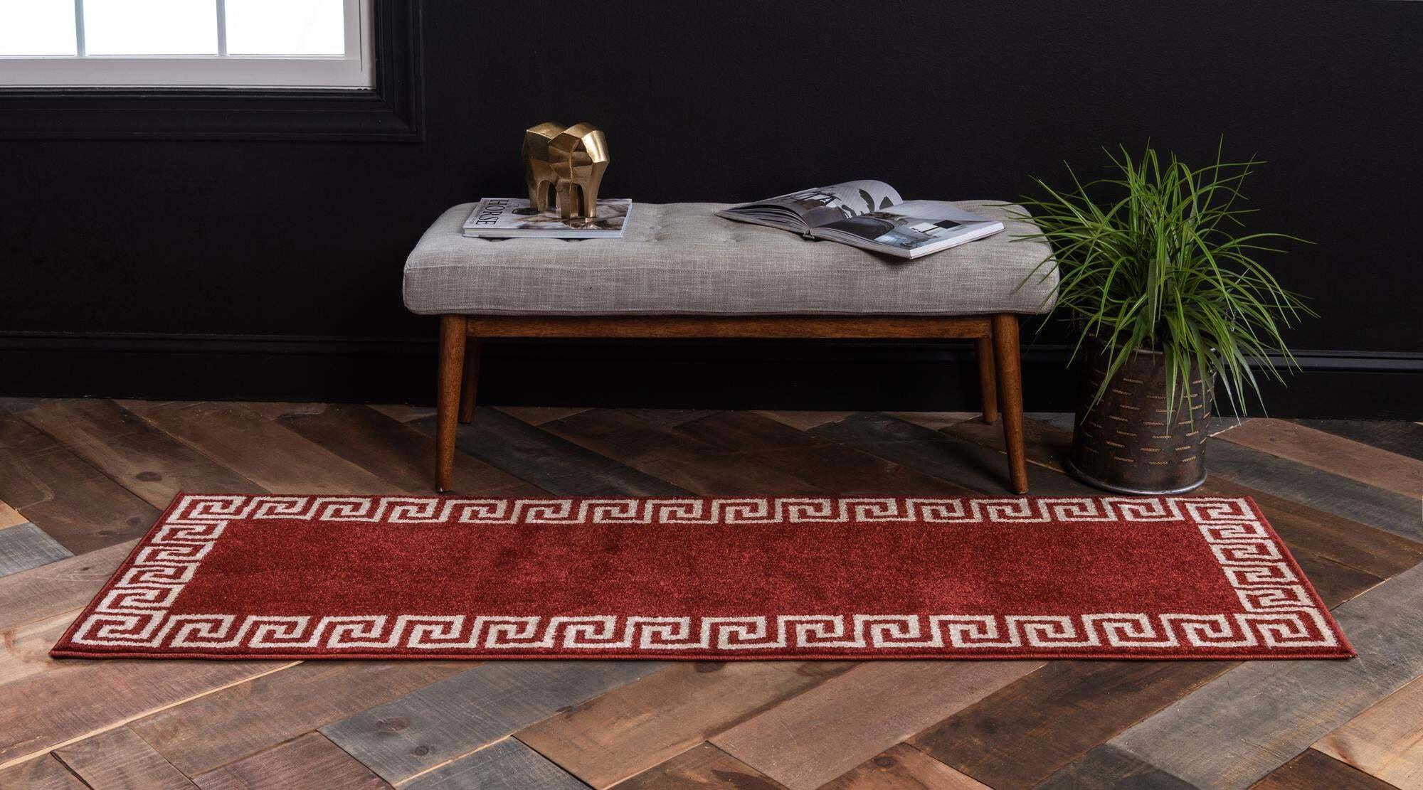 Unique Loom Indoor Rugs - Athens 2' x 6' Runner Rug Burgundy