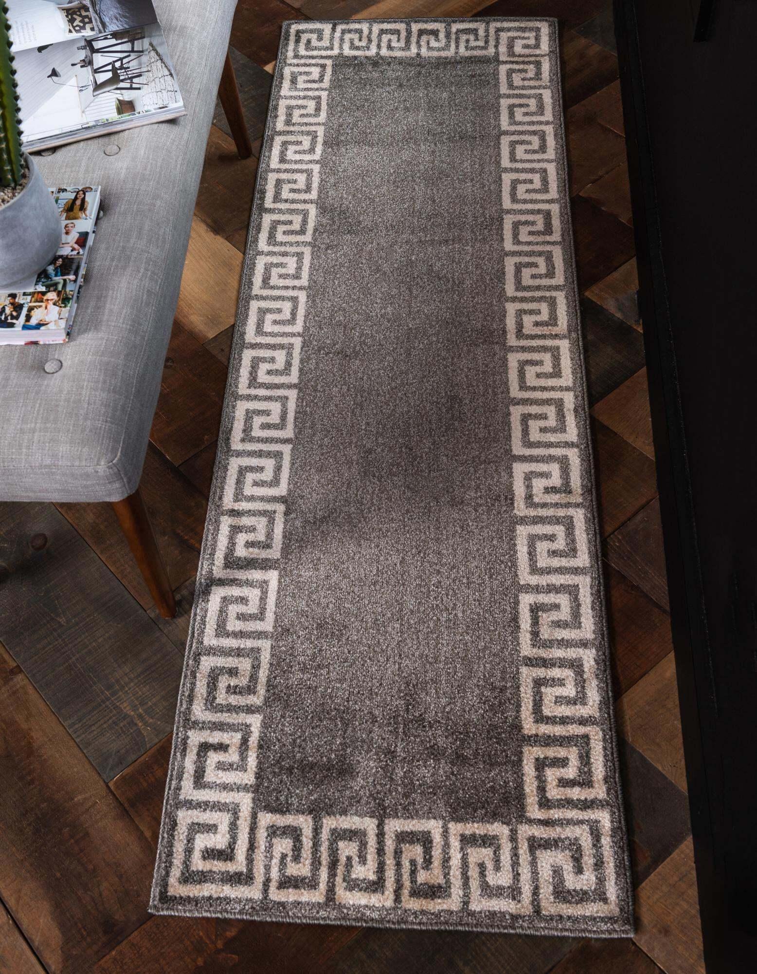 Unique Loom Indoor Rugs - Athens 2' x 6' Runner Rug Gray