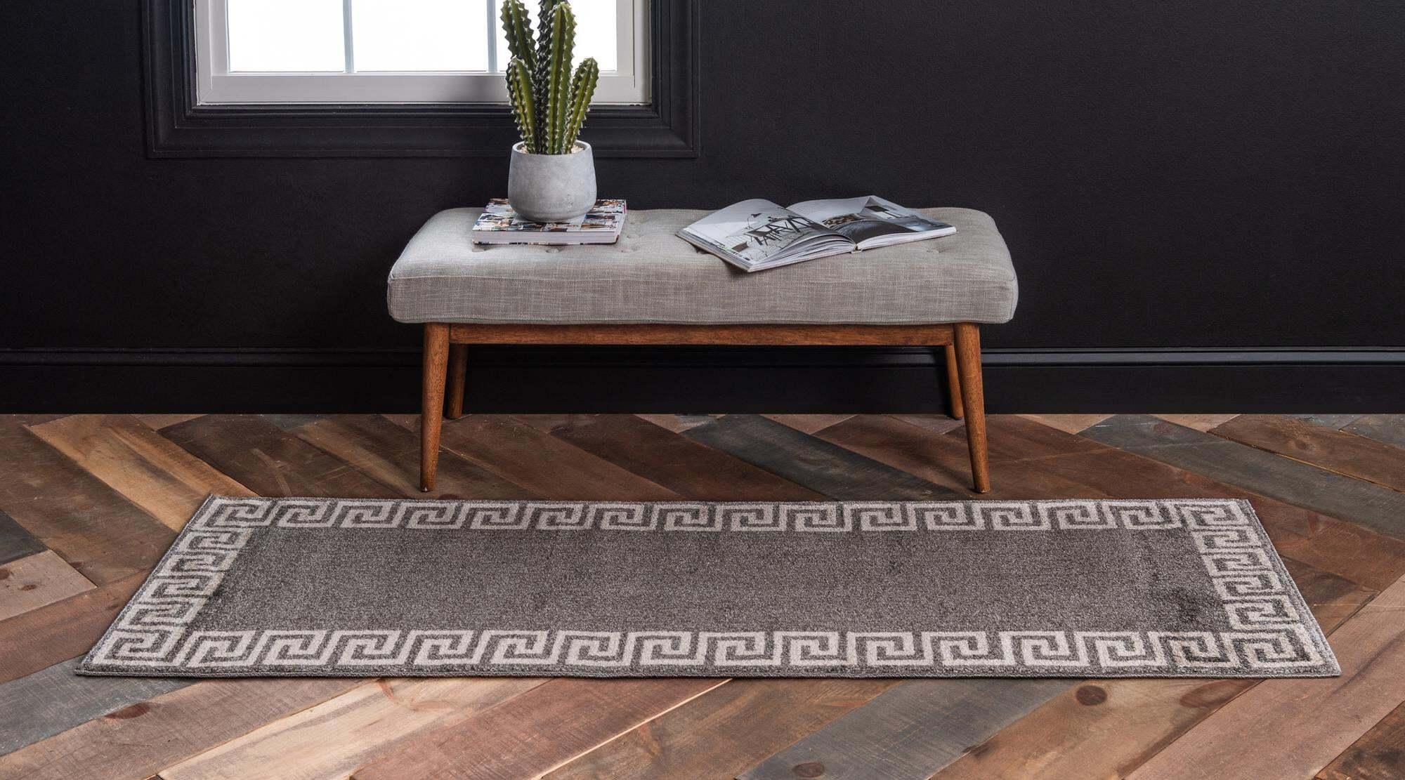 Unique Loom Indoor Rugs - Athens 2' x 6' Runner Rug Gray