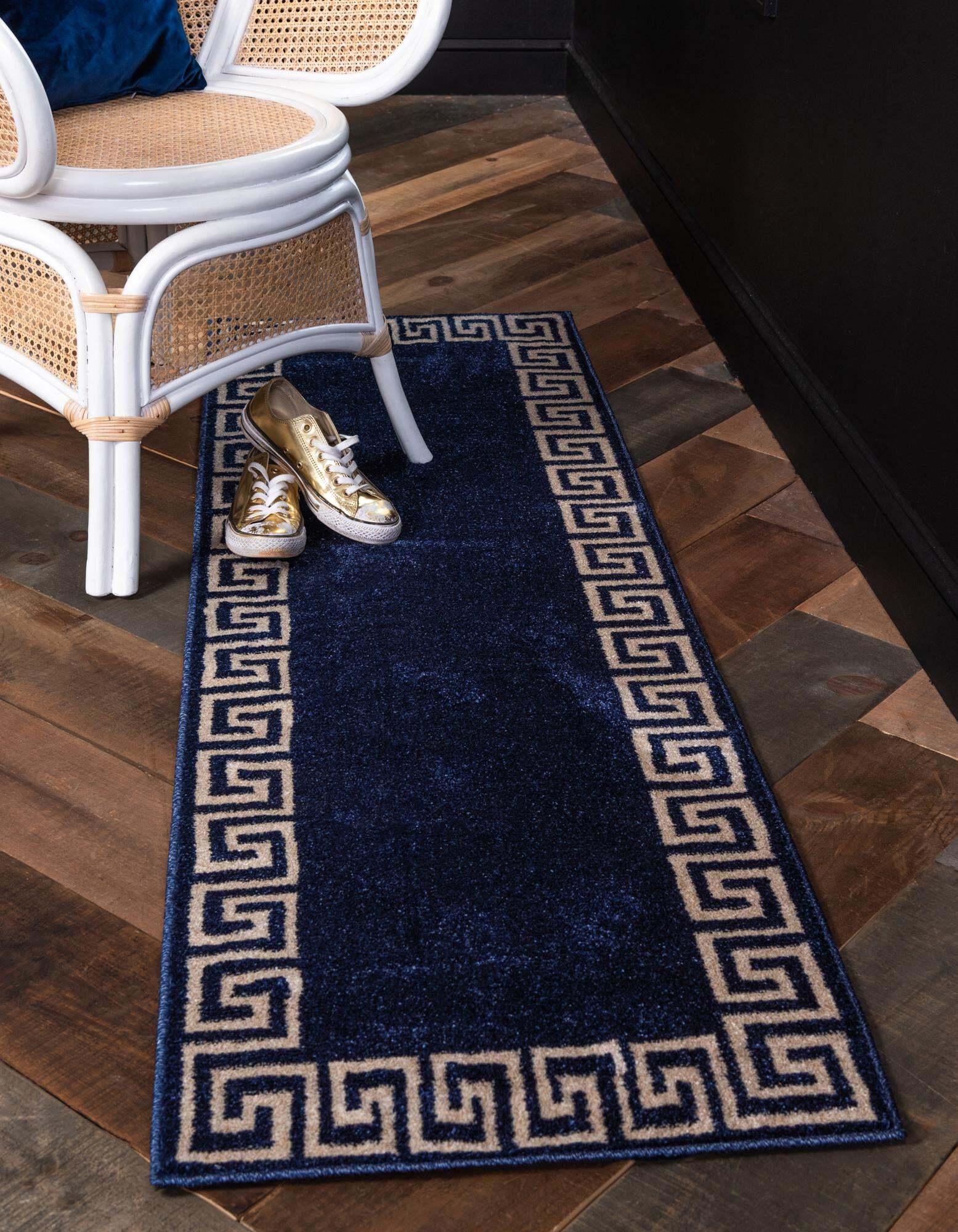 Unique Loom Indoor Rugs - Athens 2' x 6' Runner Rug Navy Blue