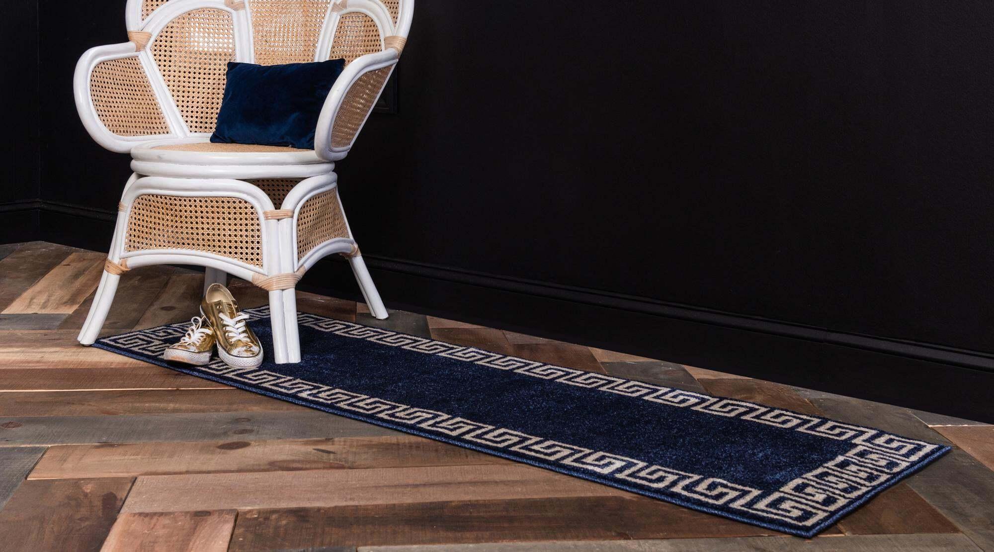 Unique Loom Indoor Rugs - Athens 2' x 6' Runner Rug Navy Blue