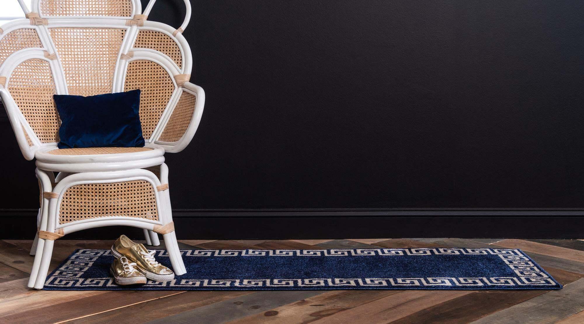 Unique Loom Indoor Rugs - Athens 2' x 6' Runner Rug Navy Blue