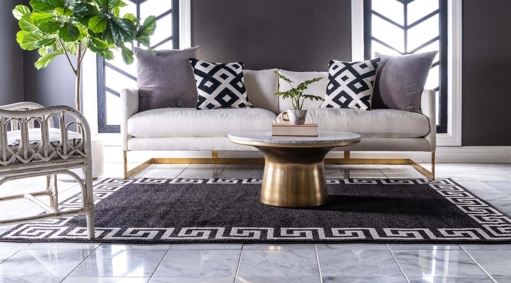 Unique Loom Indoor Rugs - Athens 5' x 8' Rectangle Rug Charcoal