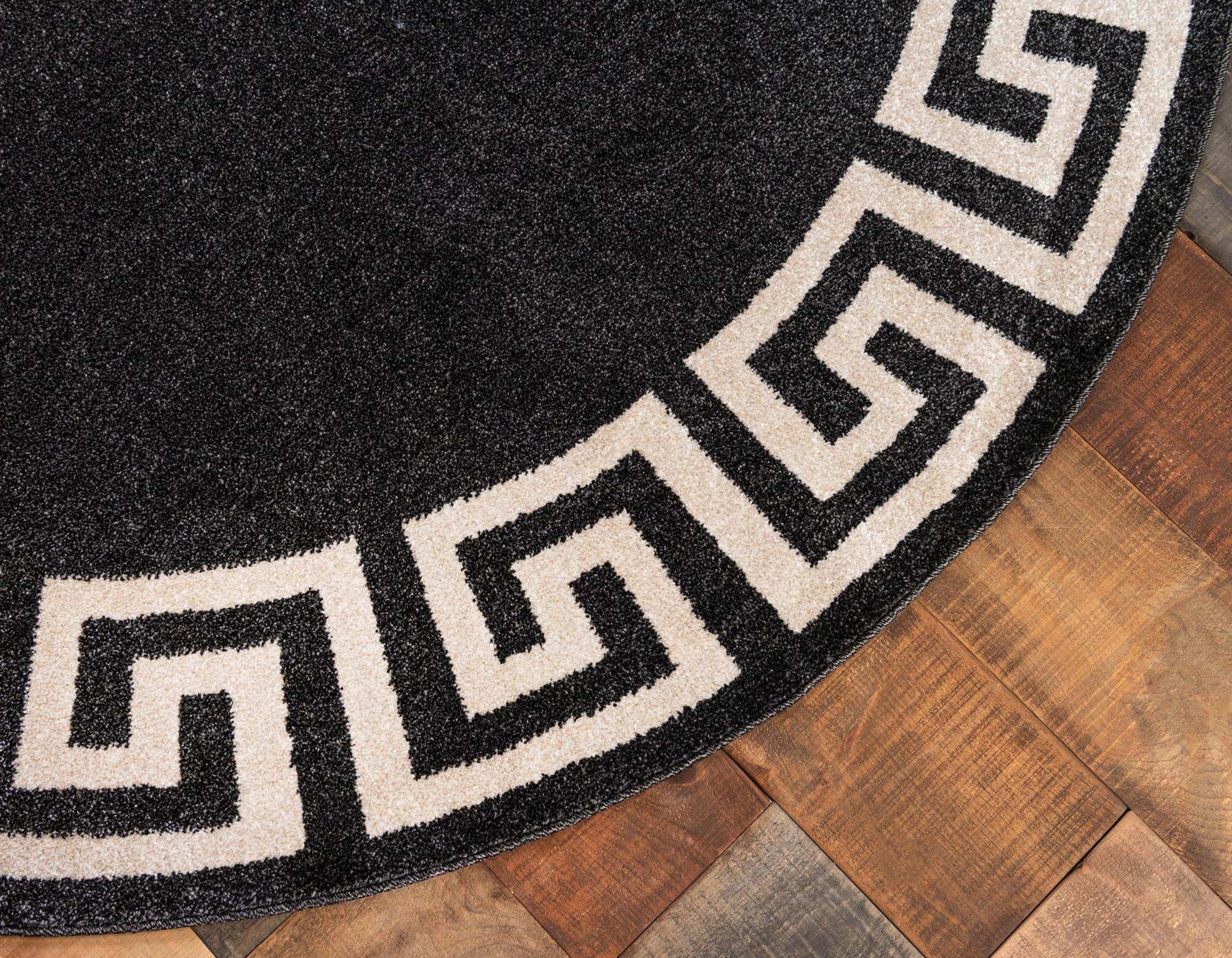 Unique Loom Indoor Rugs - Athens 6' x 6' Round Rug Charcoal
