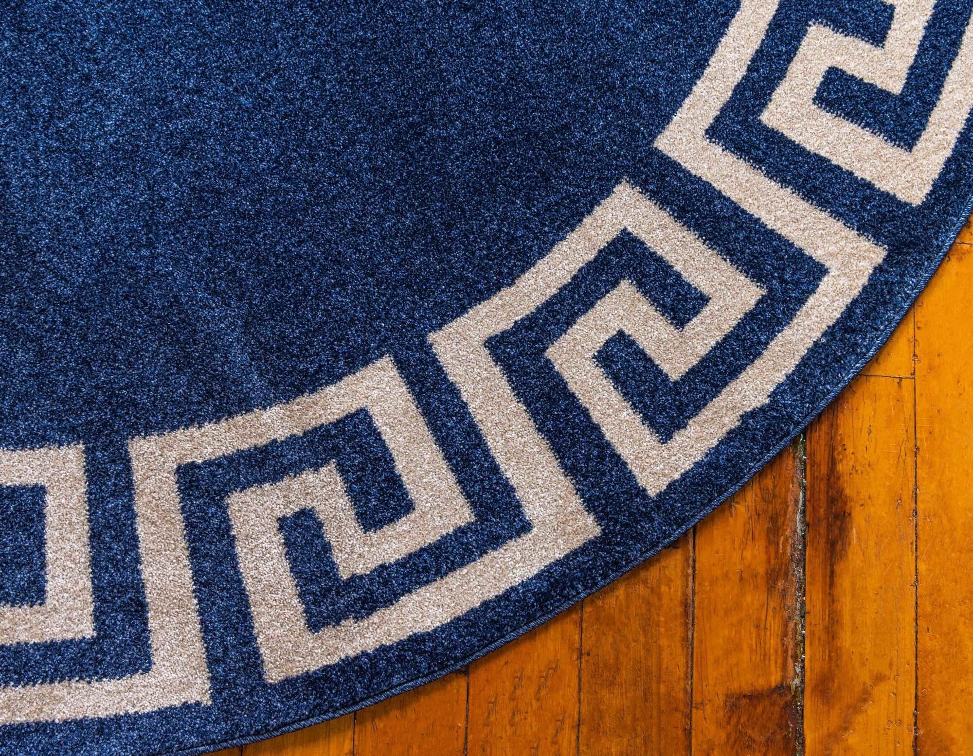 Unique Loom Indoor Rugs - Athens 6' x 6' Round Rug Navy Blue