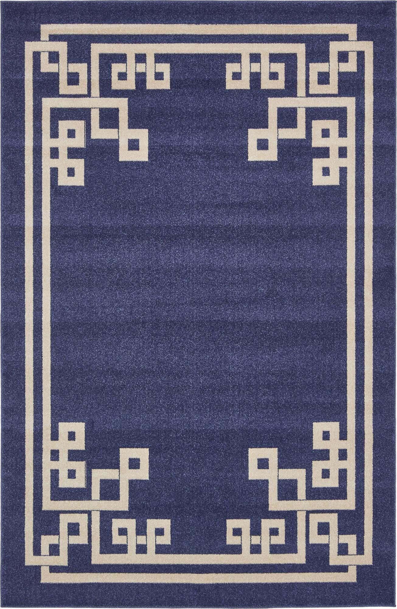 Unique Loom Indoor Rugs - Athens 6' x 9' Rectangle Rug Navy Blue