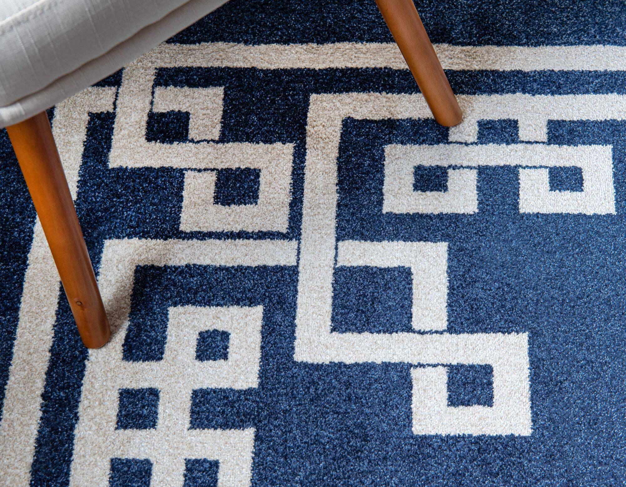 Unique Loom Indoor Rugs - Athens 6' x 9' Rectangle Rug Navy Blue
