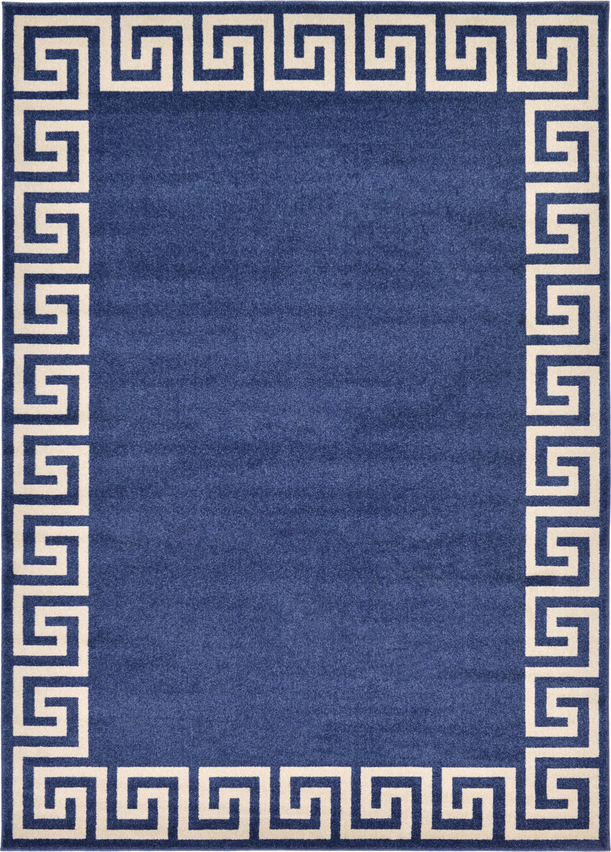 Unique Loom Indoor Rugs - Athens 7' x 10' Rectangle Rug Navy Blue