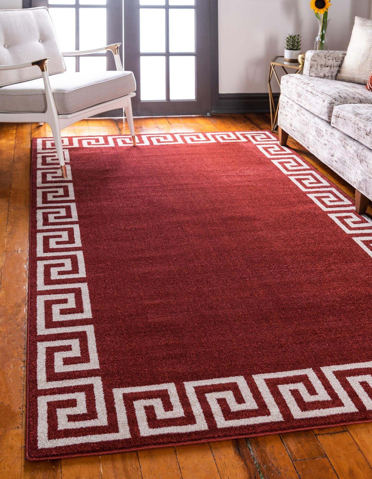 Unique Loom Indoor Rugs - Athens 9' x 12' Rectangle Rug Burgundy