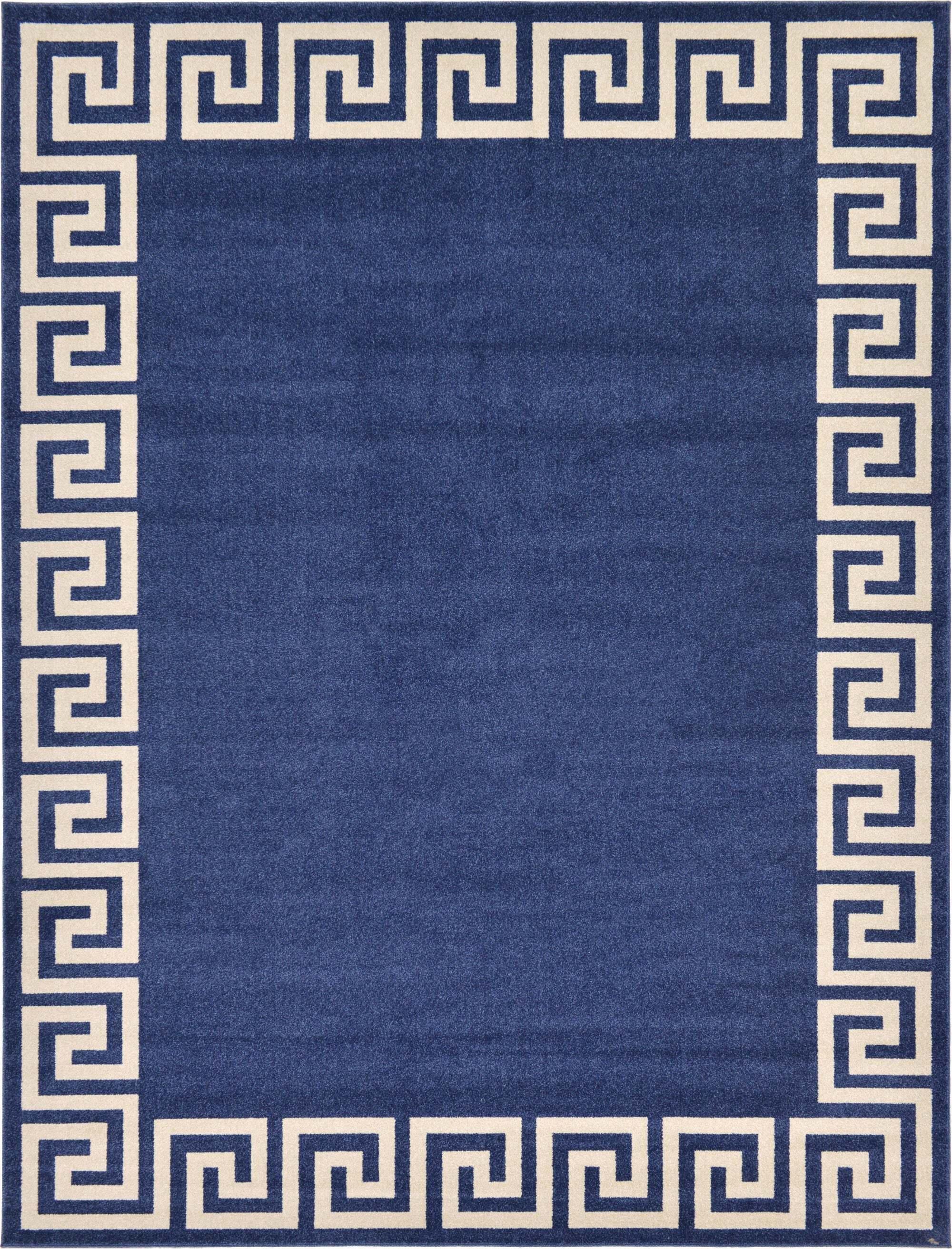 Unique Loom Indoor Rugs - Athens 9' x 12' Rectangle Rug Navy Blue