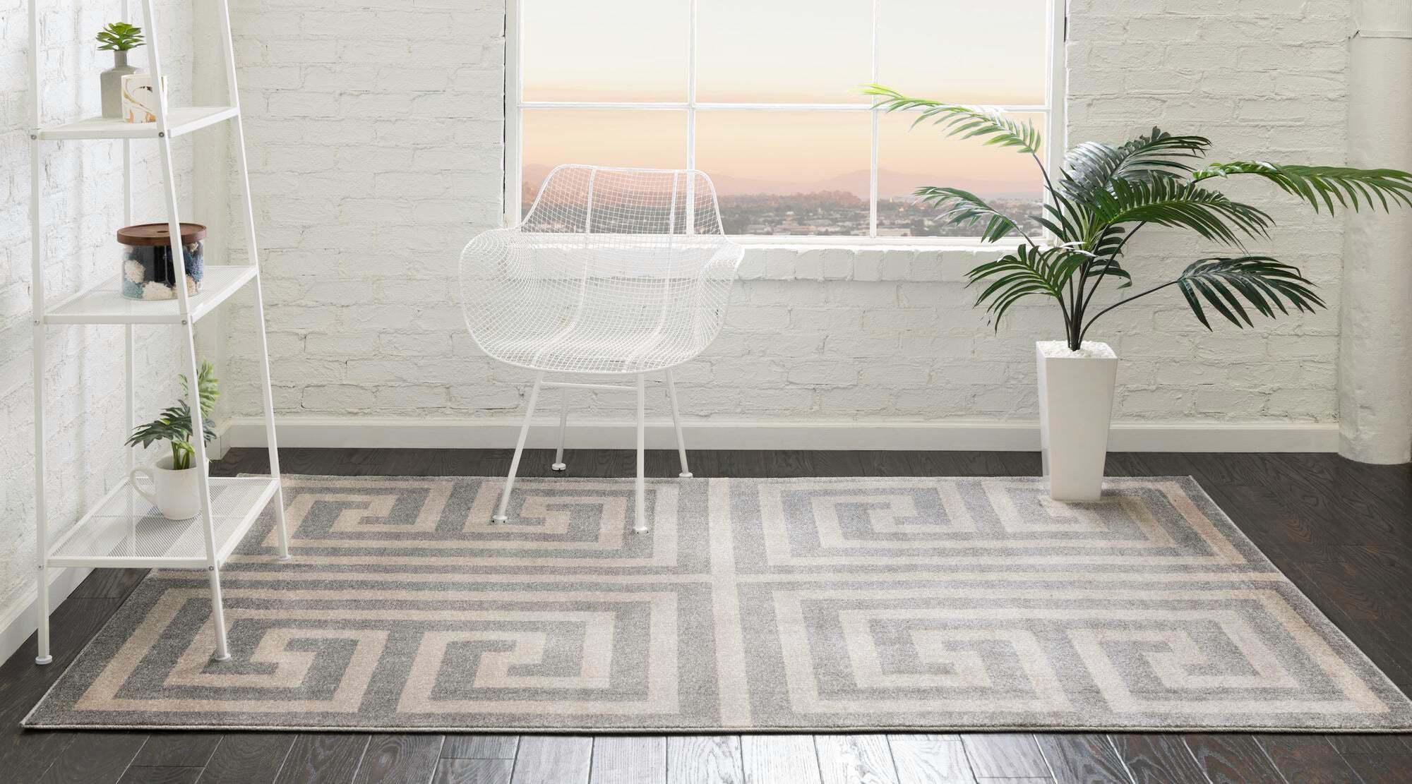 Unique Loom Indoor Rugs - Athens Geometric 2' x 3' Rectangle Rug Gray & Beige
