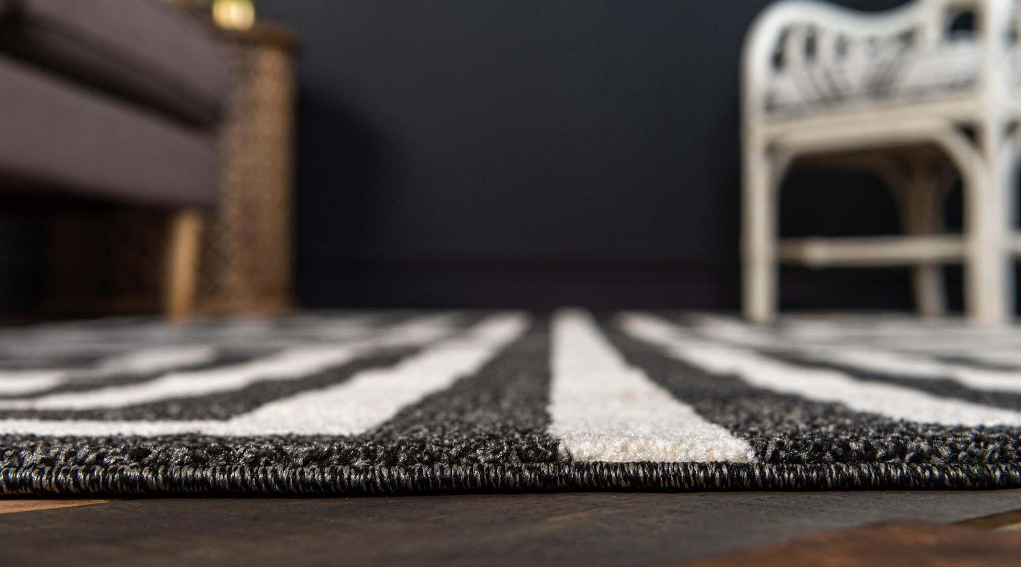 Unique Loom Indoor Rugs - Athens Geometric 7x10 Rug Black & Beige