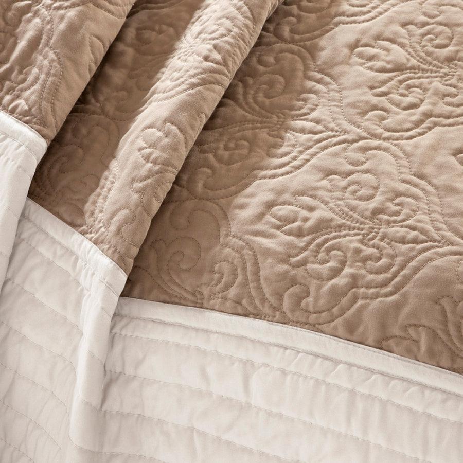 Olliix.com Comforters & Blankets - Attingham Full/Queen 7 Piece Reversible Coverlet Set Beige