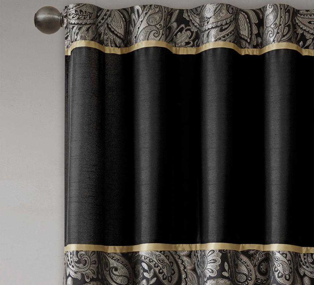 Olliix.com Curtains - Aubrey 108" Jacquard Panel Pair Black