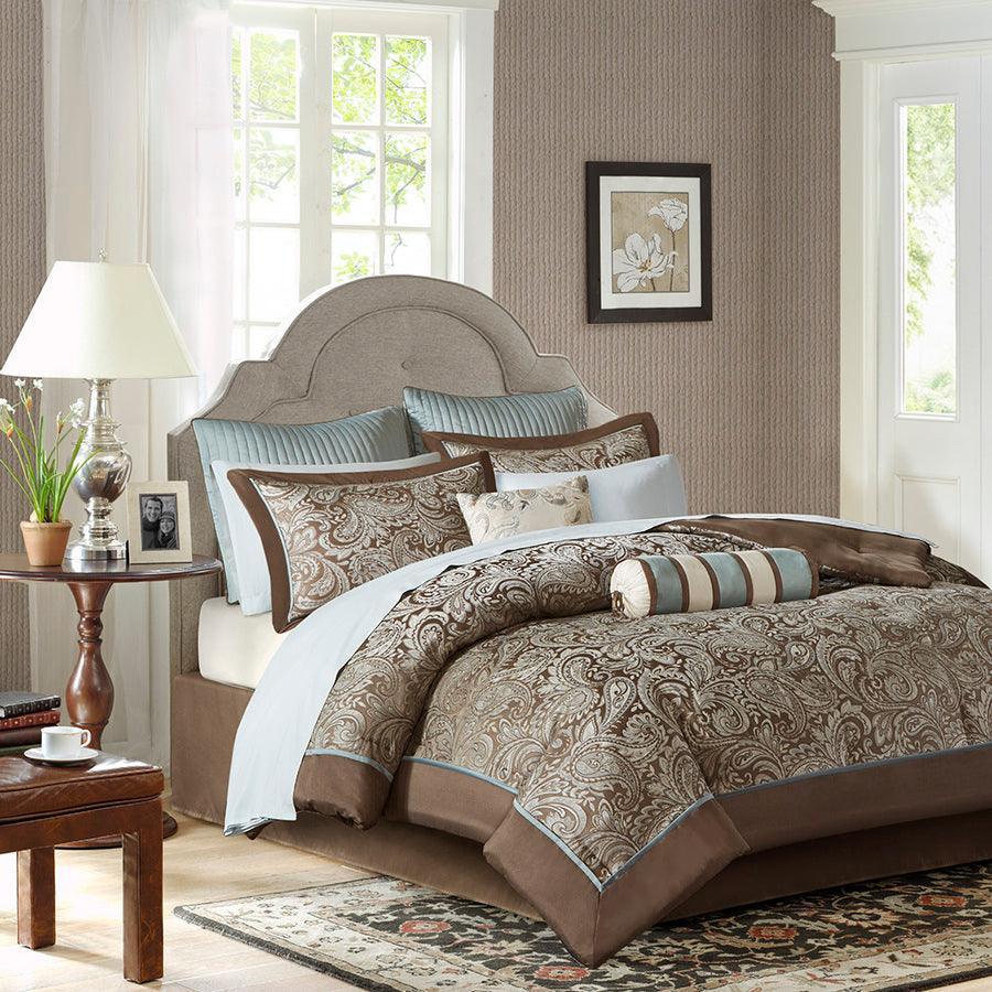 Olliix.com Comforters & Blankets - Aubrey 12 Piece Complete King Bed Set Blue