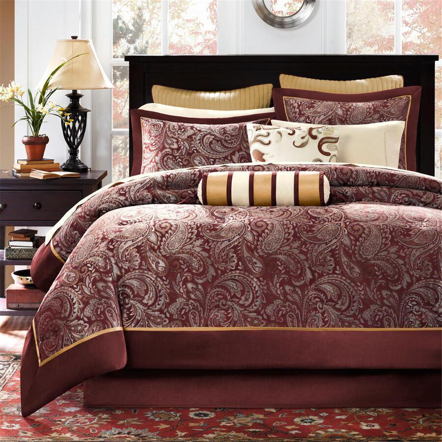Olliix.com Comforters & Blankets - Aubrey Casual| 12 Piece Complete King Bed Set Red