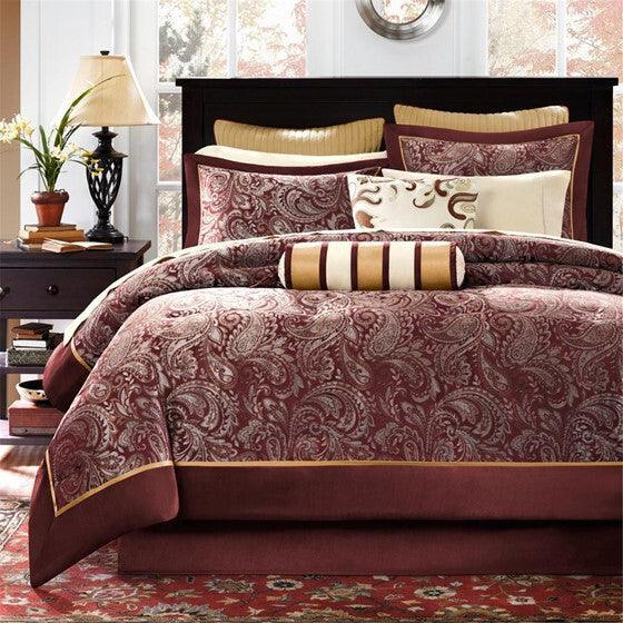 Olliix.com Bedding - Aubrey Comforter Queen Red