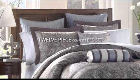 Olliix.com Comforters & Blankets - Aubrey Cottage 12 Piece Complete Bed Set Black Queen