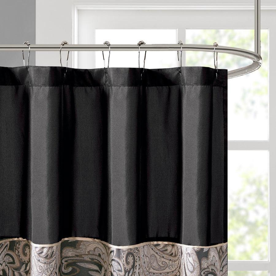 Olliix.com Shower Curtains - Aubrey Jacquard Shower Curtain Black