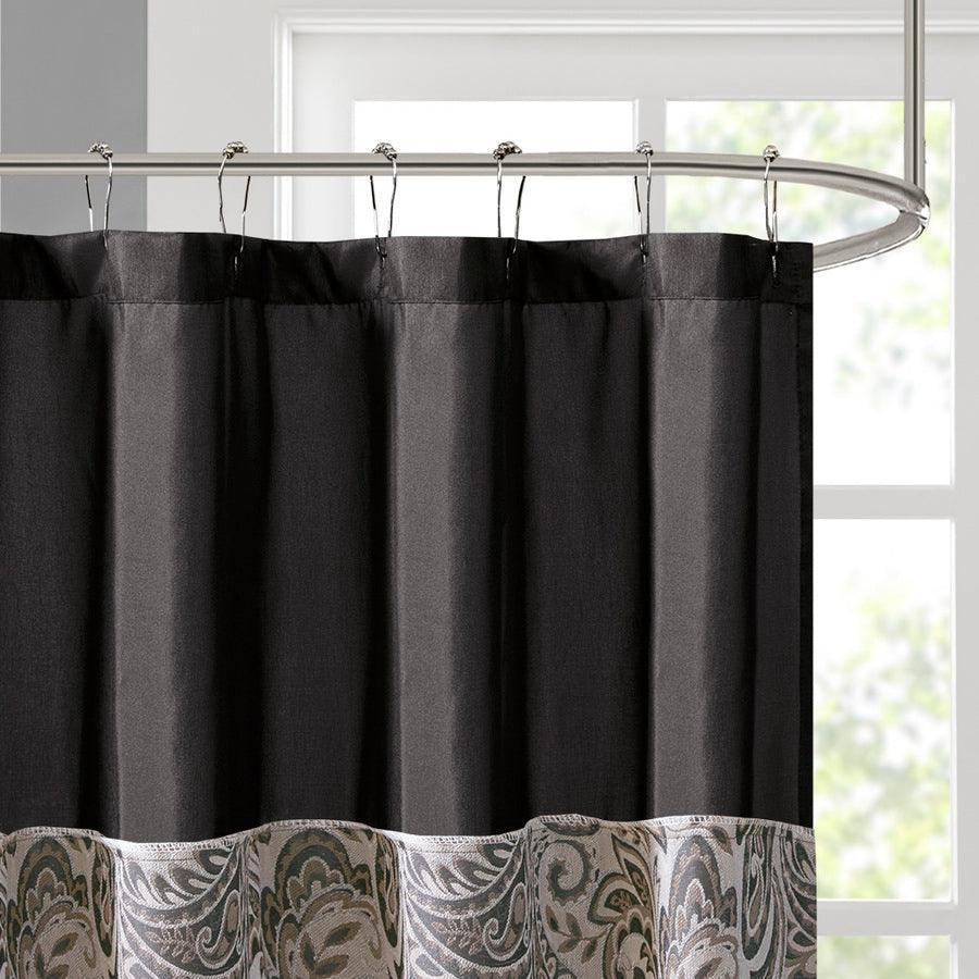 Olliix.com Shower Curtains - Aubrey Jacquard Shower Curtain Black